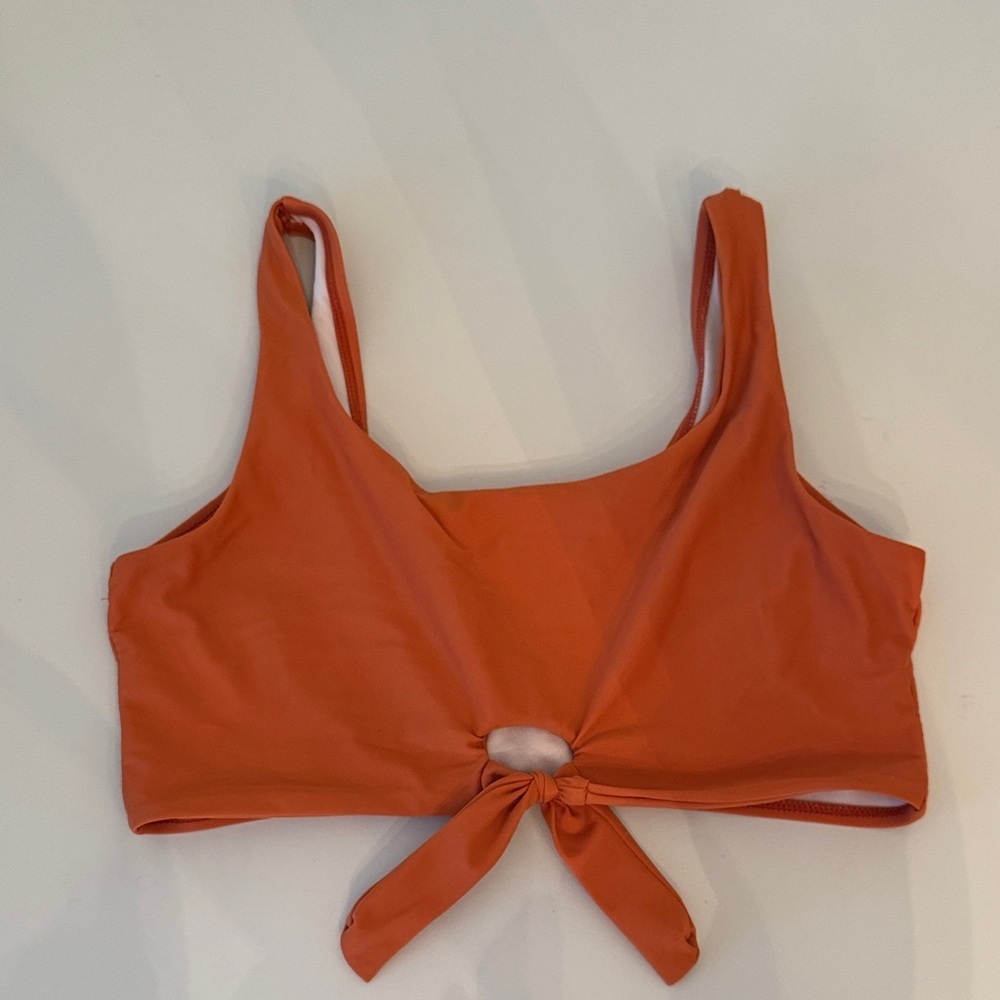 Orange Tie-Front Crop Top
